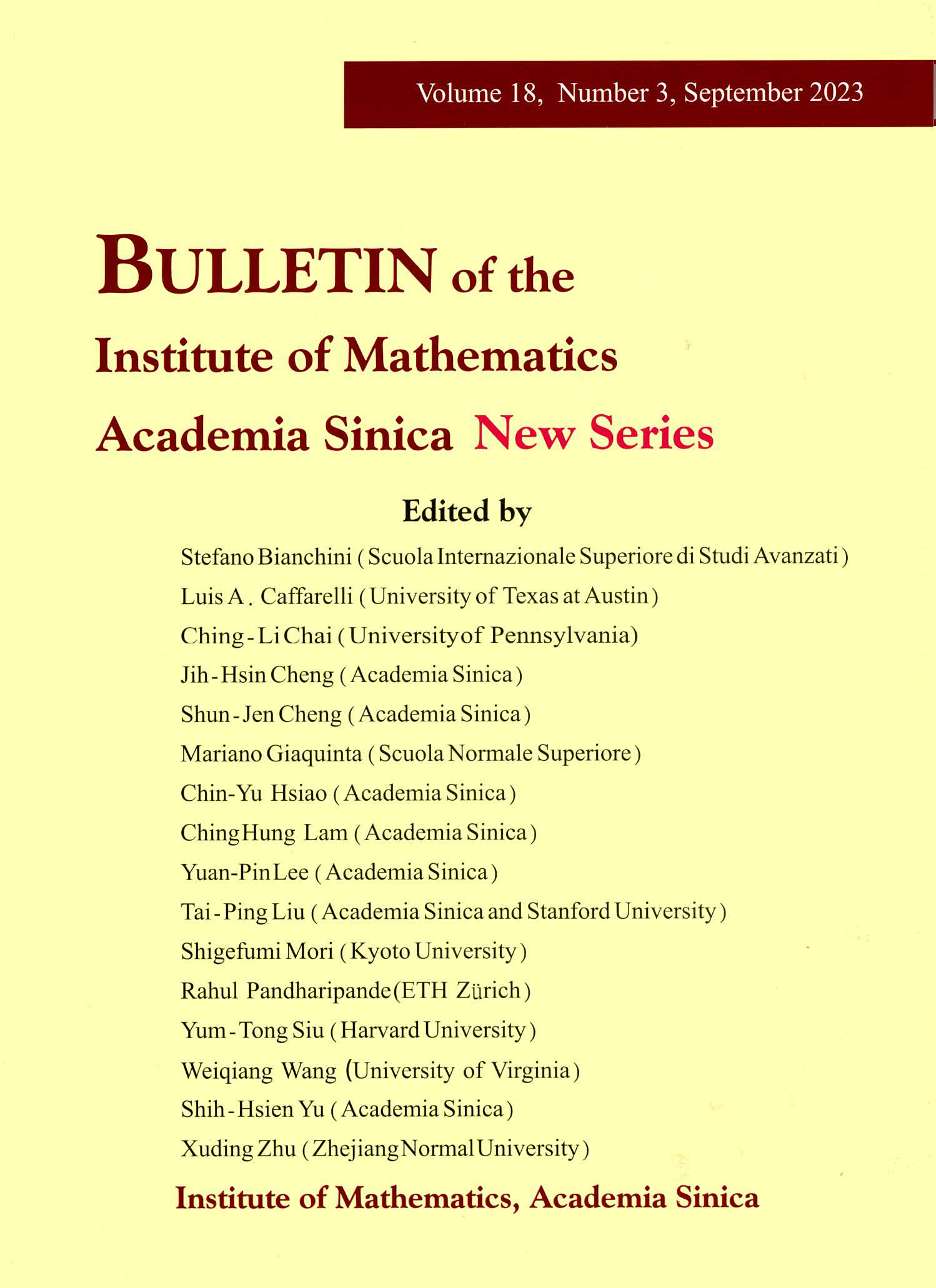 《Bulletin of the Institute of Mathematics Academia Sinica New Series》